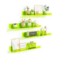 Transparan Duvar Raf 40cm - Neon Yeşil