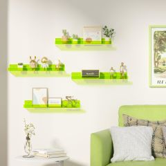 Transparan Duvar Raf 50cm - Neon Yeşil