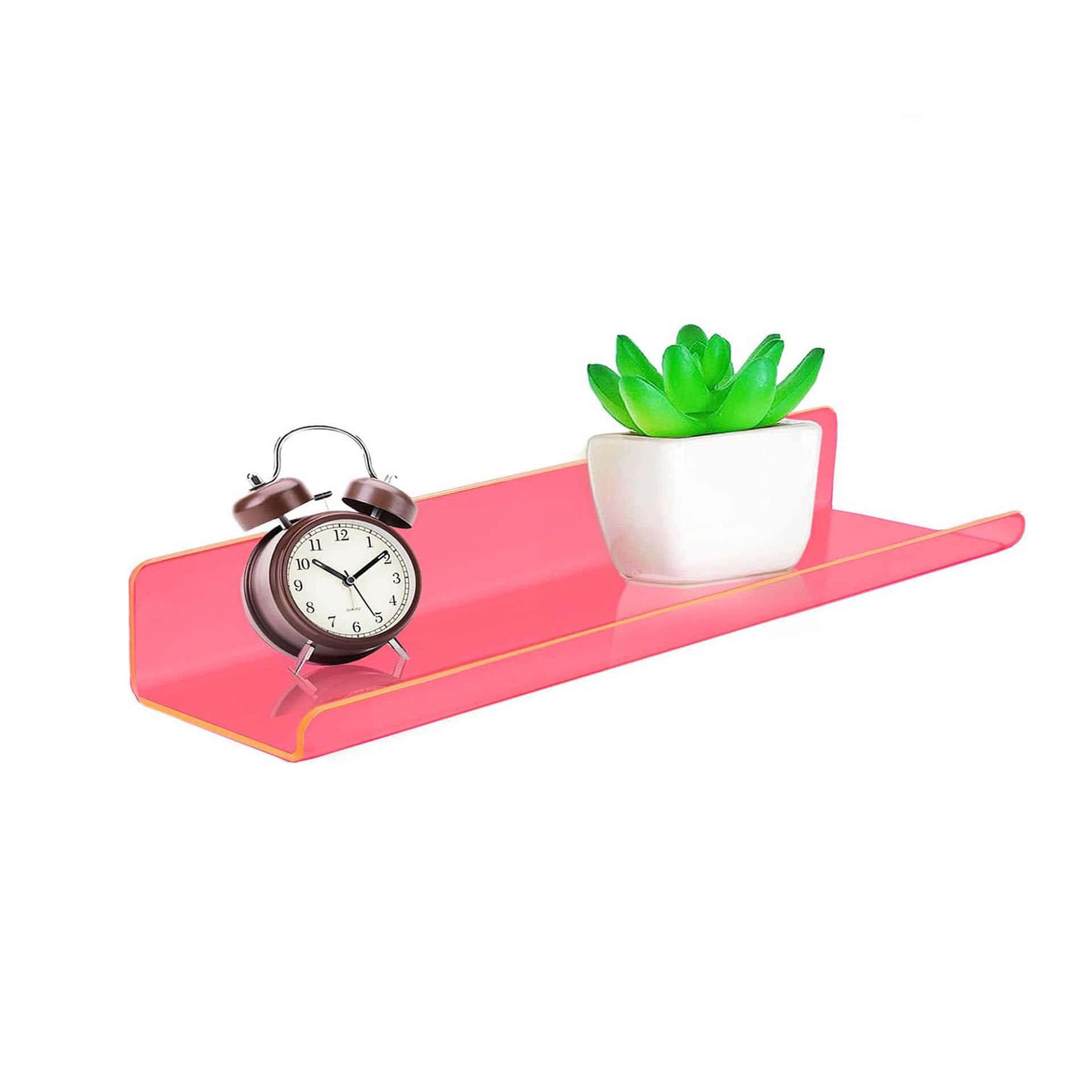 Transparan Duvar Raf 50cm - Neon Pembe