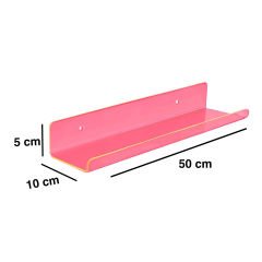 Transparan Duvar Raf 50cm - Neon Pembe