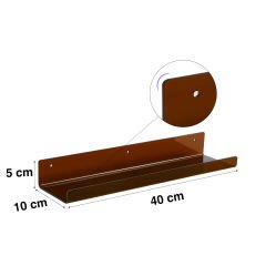 Transparan Duvar Raf 40cm - Kahverengi