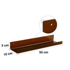 Transparan Duvar Raf 50cm - Kahverengi
