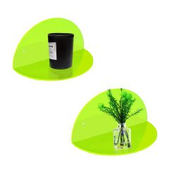 2'li Oval Duvar Raf Neon Yeşil