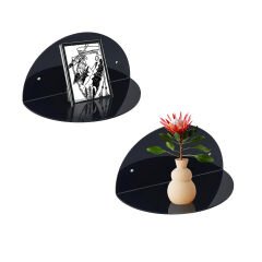 2'li Oval Duvar Raf Siyah