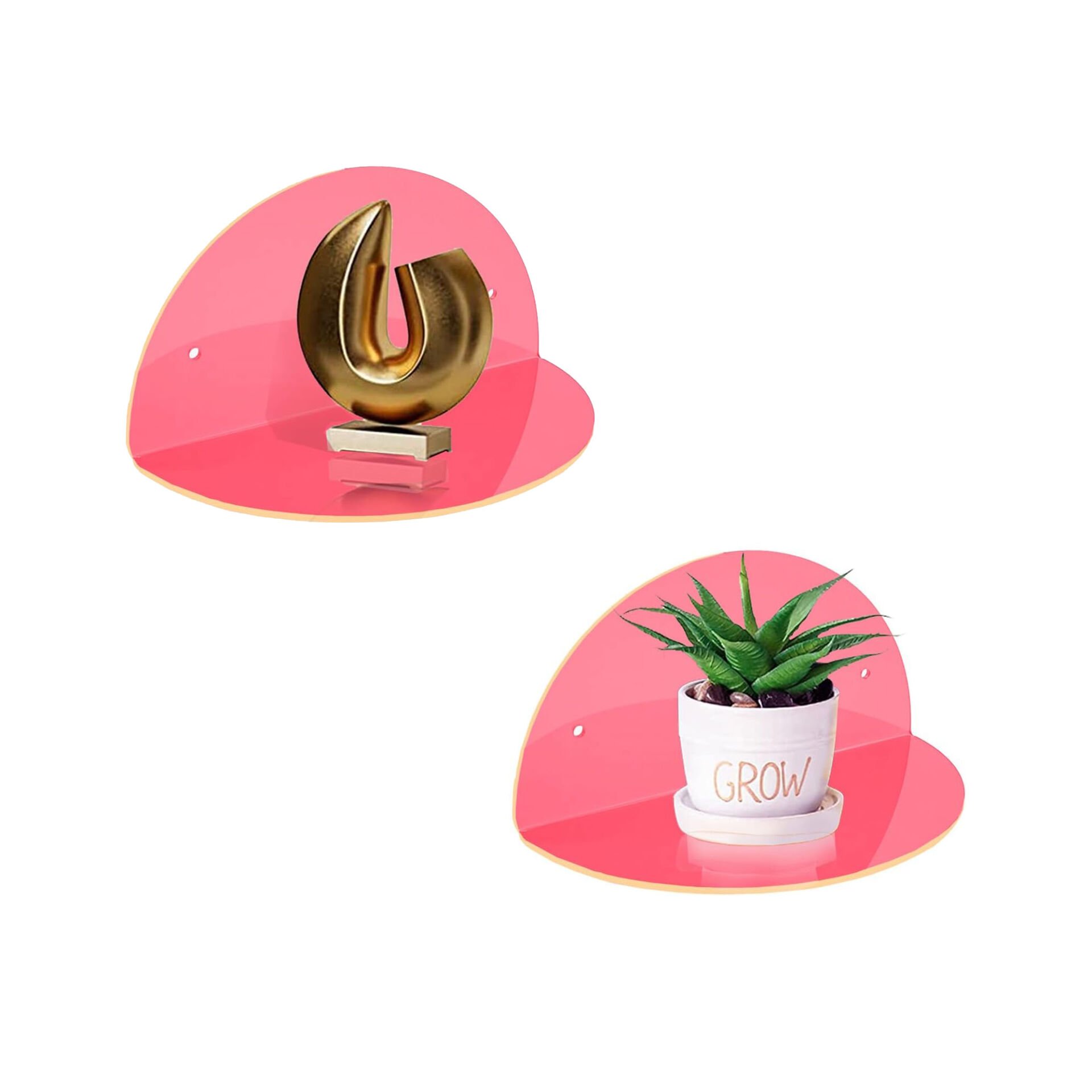 2'li Oval Duvar Raf Neon Pembe