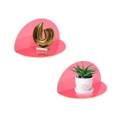 2'li Oval Duvar Raf Neon Pembe
