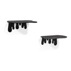 Splash Dekoratif 2'li Duvar Rafı Siyah