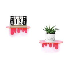 Splash Dekoratif 2'li Duvar Rafı Neon Pembe