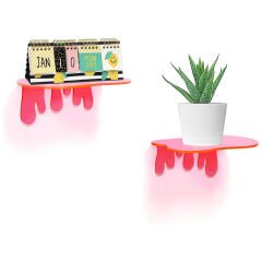 Splash Dekoratif 2'li Duvar Rafı Neon Pembe