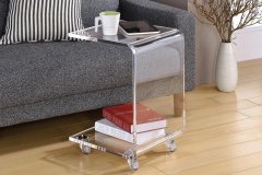 Özel Tasarım Tekerlekli C Sehpa Şeffaf