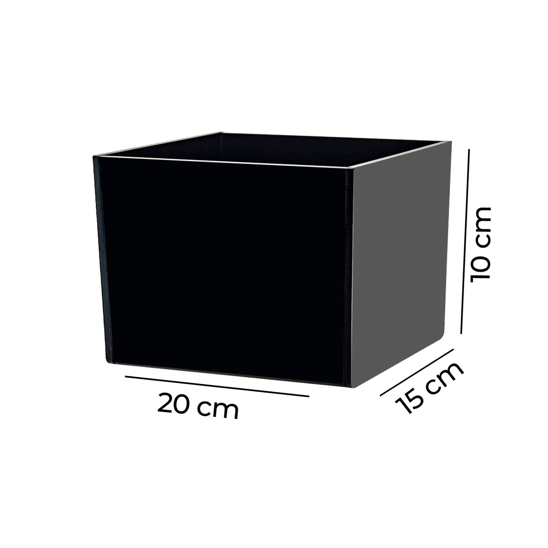 Renkli Kapaksız Pleksi Kutu Siyah - 20x15x10