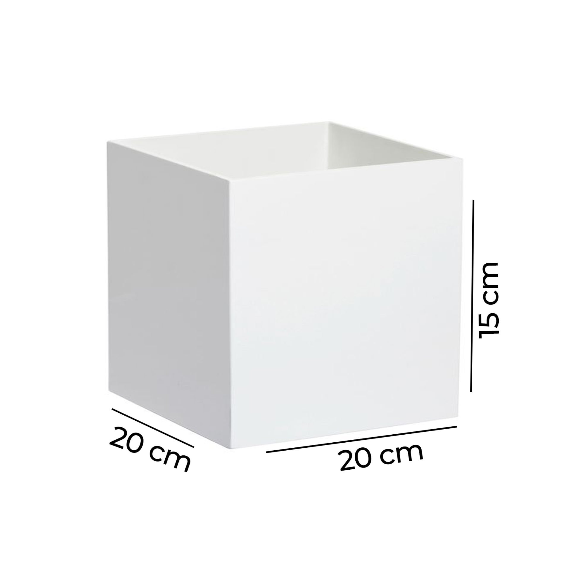 Renkli Kapaksız Pleksi Kutu Beyaz - 20x20x15