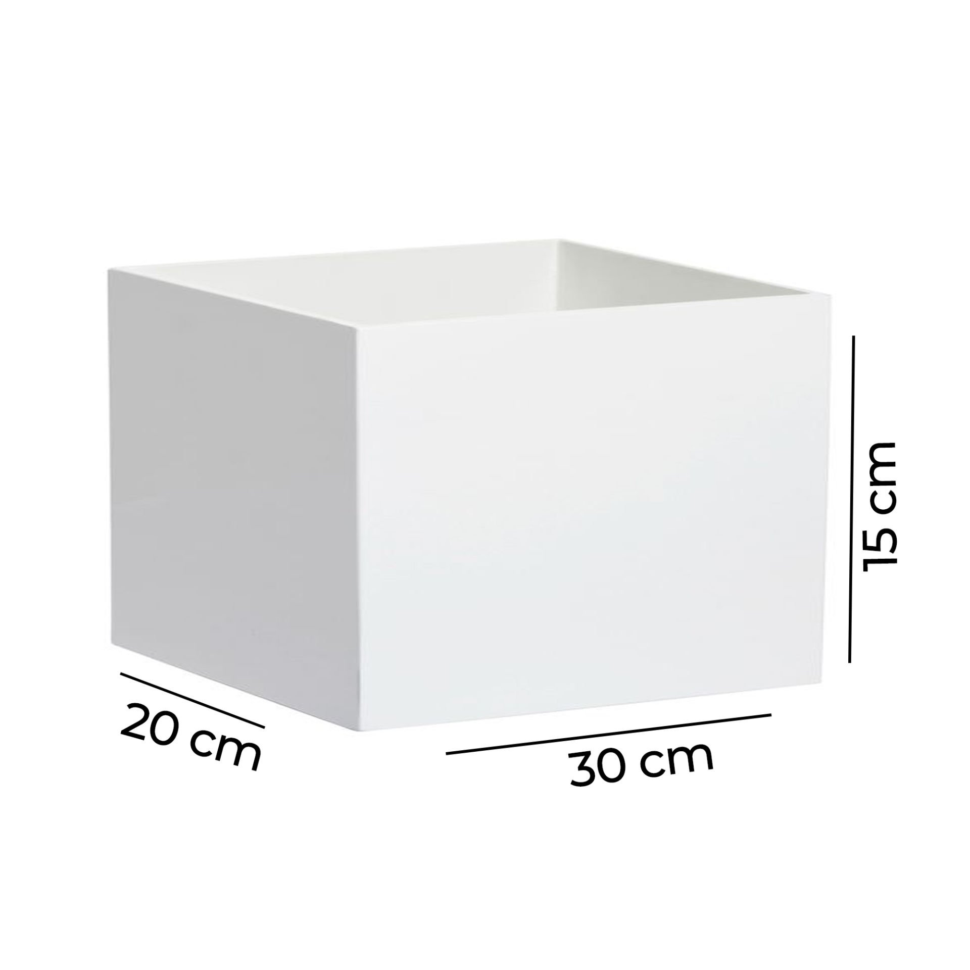 Renkli Kapaksız Pleksi Kutu Beyaz - 30x20x15