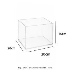 Şeffaf Kapaksız Pleksi Kutu 20x20x15