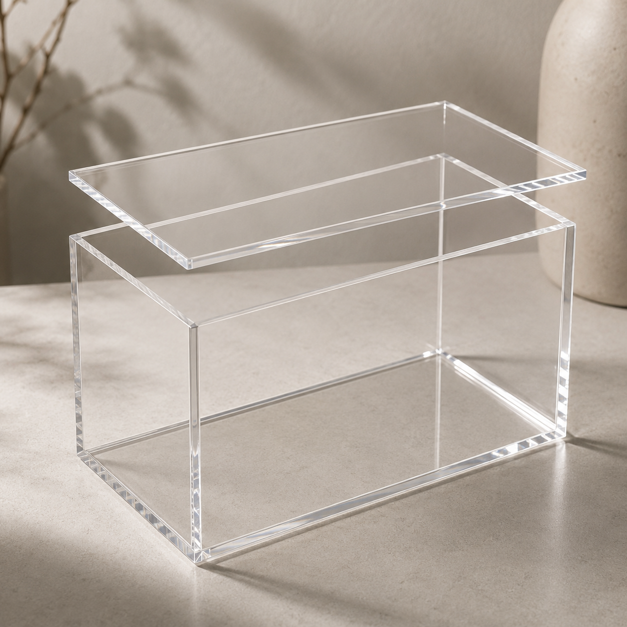 Şeffaf Kapaklı Pleksi Kutu 30x20x15