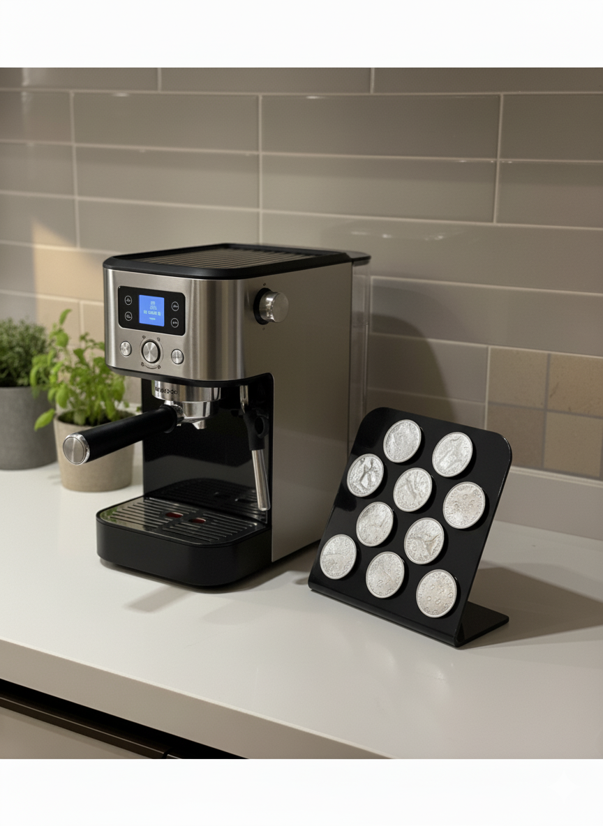 L Kapsül Kahve Standı (Nespresso & Jacobs Uyumlu 10 Kapsül Kapasiteli) Siyah