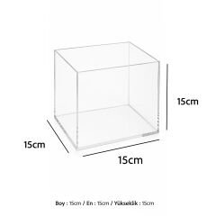 Şeffaf Kapaksız Pleksi Kutu 15x15x15